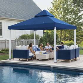 07top001-8t-navy Yescom 8x8 Ft 2-tier Gazebo Top Replacement Uv30 Frames Outdoor Blue