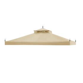 07top014-1210-01.v1 Yessources 2 Tier 11.8x9.8 Ft. Gazebo Canopy Top Replacement Tan For Sunjoy L-gz288pst-4d