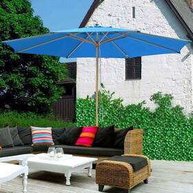 Ys-umb-07-003-03 Yessources 13ft Xl German Beech Wood Umbrella Patio Outdoor Garden Cafe Beach Yard Blue