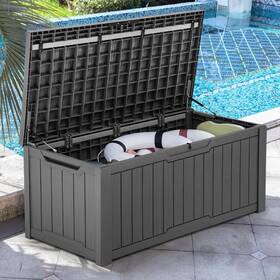 Mayih6h309 Yitahome 120 Gallon Large Deck Box Resin Outdoor Dark Gray