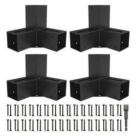 Zekoo 701687762402 Pergola Brackets Kit 4x4 Gazebo Heavy Duty Black -coated 3-way Right