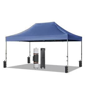 Zeus & Ruta 313055073074 10 Ft. X 15 Navy Blue Pop Up Canopy With 4-sidewalls And Wheeled Bag For Bac