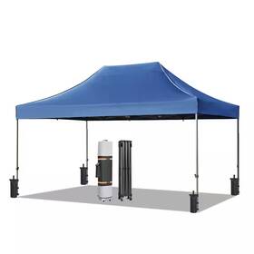 Zeus & Ruta 445009011092 10 Ft. X 15 Blue Pop Up Canopy With 4-sidewalls And Wheeled Bag For Backyard