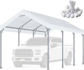 Zhjj 313043794783 Cubre Techo Reemplazo 10ftx20ft Para Carport Garaje Carpa Fiesta Con Bungee Blanco