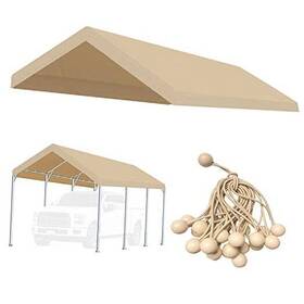 Zhjj 795063863647 10ftx20ft Upgraded Carport Replacement Top Canopy Cover For Car 10x20 Beige