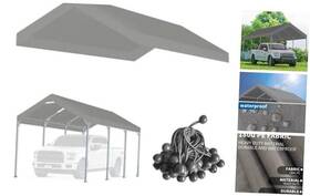 Zhjj 795063863661 10ftx20ft Upgraded Carport Replacement Top Canopy Cover For Car Garage 10x20 Grey