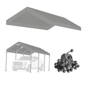 Zhjj 795063863678 12ftx20ft Upgraded Carport Replacement Top Canopy Cover For Car Garage 12x20 Grey