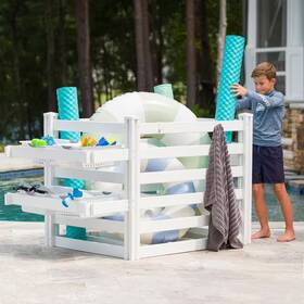Zippity Outdoor Products 726084574434 3.2 Ft. H X 5.3 W 3 L Premium White Vinyl Slatted-panel Flat Top Pool