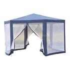 Znk1445151312170ch Outdoor Hexagon Party Gazebo With Cathedral Style Roof Mesh Side