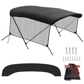 Zwparts Pdus-0255-4 Bow Bimini Top Replacement Cover With Mesh Sidewalls And Storage Boot - Heavy Duty
