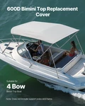 Vevor 4 Bow Bimini Top Replacement Cover, 8 Ft Long, Durable 600D Marine Grade. Fixed Price $57.44.