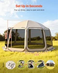 Screen House Tent, X 13.8 Ft, 12-15 Person Pop Up Beige. Fixed Price $198.65.