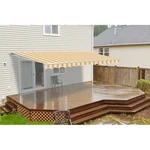 Aleko Motorized Retractable Patio Awning 20 X 10 Ft Multistripe Yellow Color. Fixed Price $479.25.