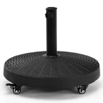 Costway 50LBS Patio Resin Umbrella Base Stand Wicker Style Heavy Duty W/ Wheels. Fixed Price $75.99.