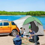 Outsunny Car Camping Tent With 3 Doors, 2000MM Waterproof, Gray And Green. Fixed Price $114.99.