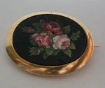Vintage High Quality Italian Hand Made Flowers Pietra Dura 14K Frame Brooch. Fixed Price $1395.00.