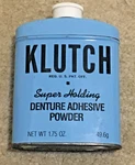 Vntg Klutch False Teeth Adhesive Powder Tin Big Flats Ny, 1.75 Oz Orig Top Litho. Fixed Price $6.99.