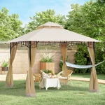 10' X Metal Outdoor Gazebo Canopy W/mesh Netting & Double-tier Roof, Beige. Fixed Price $180.16.