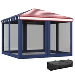 10X10' Pop Up Canopy Tent, American Flag Design, Mesh Sidewalls, Outdoor Event. Fixed Price $205.51.