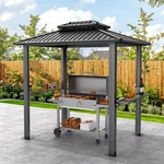Hoteel 6X8FT Hardtop Grill Gazebo Outdoor Patio Bbq Canopy With 2 Side Shelves. Fixed Price $579.99.