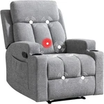 Canmov Soft Fabric Manual Recliner Chair With Massage & Heat, 2 Cup Holders. Fixed Price $199.99.