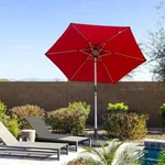 Domi 7.5FT Patio Umbrella W/push Button Tilt And Crank For Deck, Porch,brick Red. Fixed Price $45.99.