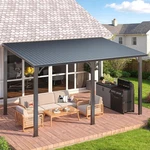 Galvanized Steel Hardtop Lean Gazebo Wall Mounted Patio Pergola Awning. Fixed Price $609.99.