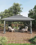 12X12FT Pop-up Gazebo Canopy Tent With Mosquito Net, Uv Protection & Rolling Bag. Fixed Price $159.99.