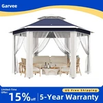 Hexagonal Pop Up Gazebo 13X13 Ft Strong Steel Frame Mesh Netting Outdoor Shelter. Fixed Price $135.85.