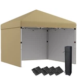 Outsunny 10' X Pop Up Canopy With 3 Sidewalls And Carry Bag, Beige. Fixed Price $124.99.