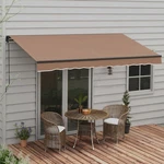 Outsunny 12' X 10' Patio Retractable Awning Sunshade Shelter, Coffee. Fixed Price $219.99.