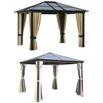 Outsunny Outdoor Patio Canopy Party Gazebo Shelter Hardtop W/ Mesh And Curtains. Fixed Price $386.99.
