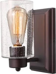 Retro Wall Lamp Rustic Sconce & Seeded Glass Cylinder Shade Vintage. Fixed Price $15.98.