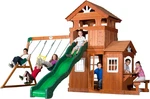Backyard Discovery Shenandoah Cedar Wood Swing Set With Wave Slide, Raised Clubh. Fixed Price $2498.99.