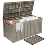 Dwvo 220 Gallon Waterproof Resin Patio Deck Box With Divider. Fixed Price $259.99.