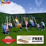 Super 9 Metal Swing Set 1000 Lbs Total Capacity Anchor Kit 6.1 Ft Steel Frame. Fixed Price $386.93.