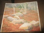 Signed Original Pastel By Peg Dechene Humphreys, Mtn Boulder & Trees 20"X16.5". Fixed Price $425.00.