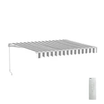 Aleko Retractable Motorized 10X8 Ft Patio Awning Deck Canopy Grey White Stripes. Fixed Price $336.75.