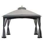 Sunjoy Outdoor Patio 11 X 13 Black Steel Frame 2 Tier Soft Top Gazebo. Fixed Price $374.62.
