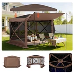 12X12 Ft Pop Up Gazebo Screen Tent, 6-SIDED Camping Canopy Shelter, Brown. Fixed Price $238.99.