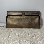 Hobo Lauren Wallet Gold Sparkling Leather Double-frame Clutch Kisslock Bifold. Fixed Price $35.00.