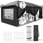10X20 Ft Pop Up Canopy Tent 6 Panels Doors Mesh Windows Folding Gazebo Black. Fixed Price $222.90.