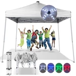 8X8FT Pop-up Canopy Tent With Solar Led Lights, Outdoor Garden Gazebo, Ez Set. Fixed Price $73.99.
