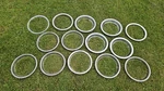 Lot Of 14 Vintage Stainless Trim Rings For 13" Wheels Set Beauty Rims. Fixed Price $129.00.
