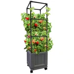 City Pickers Slate Grey Wheeled Resin Raised Garden Bed With 32 Trellis Tower. Fixed Price $34.17.