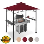 Fab Based 5X8 Grill Gazebo Burgundy Steel Canopy Led Bottle Opener. Fixed Price $199.99.