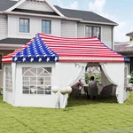 Outsunny 22.3 X 16.4FT Party Tent Wedding W/ Windows, American Flag. Fixed Price $319.99.
