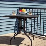 Square Plastic Top Outdoor Dining Table With Iron Legs - Black By Sunnydaze. Fixed Price $138.67.
