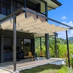 Outdoor Retractable Pergola Canopy Cover Roman Wave Sail Yard Patio Awning Beige. Fixed Price $305.85.