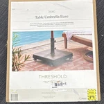 Threshold 55 Lb Brown Polycrete Square Umbrella Base Lockable Swivel Casters. Fixed Price $35.00.